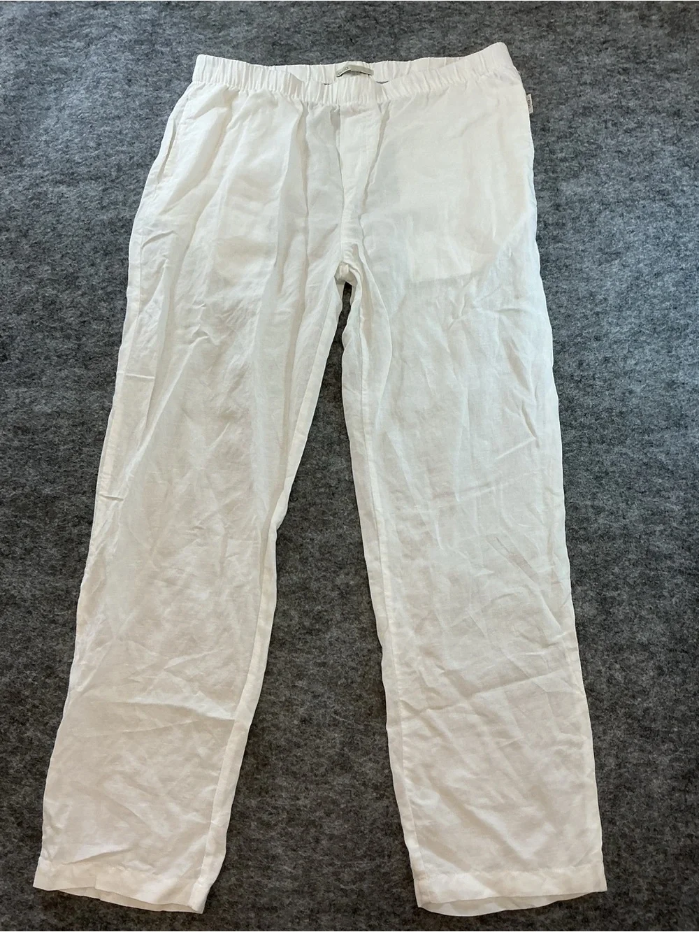 Onia Men's Trouser Casual 100% White Linen Relaxed Pants Size L